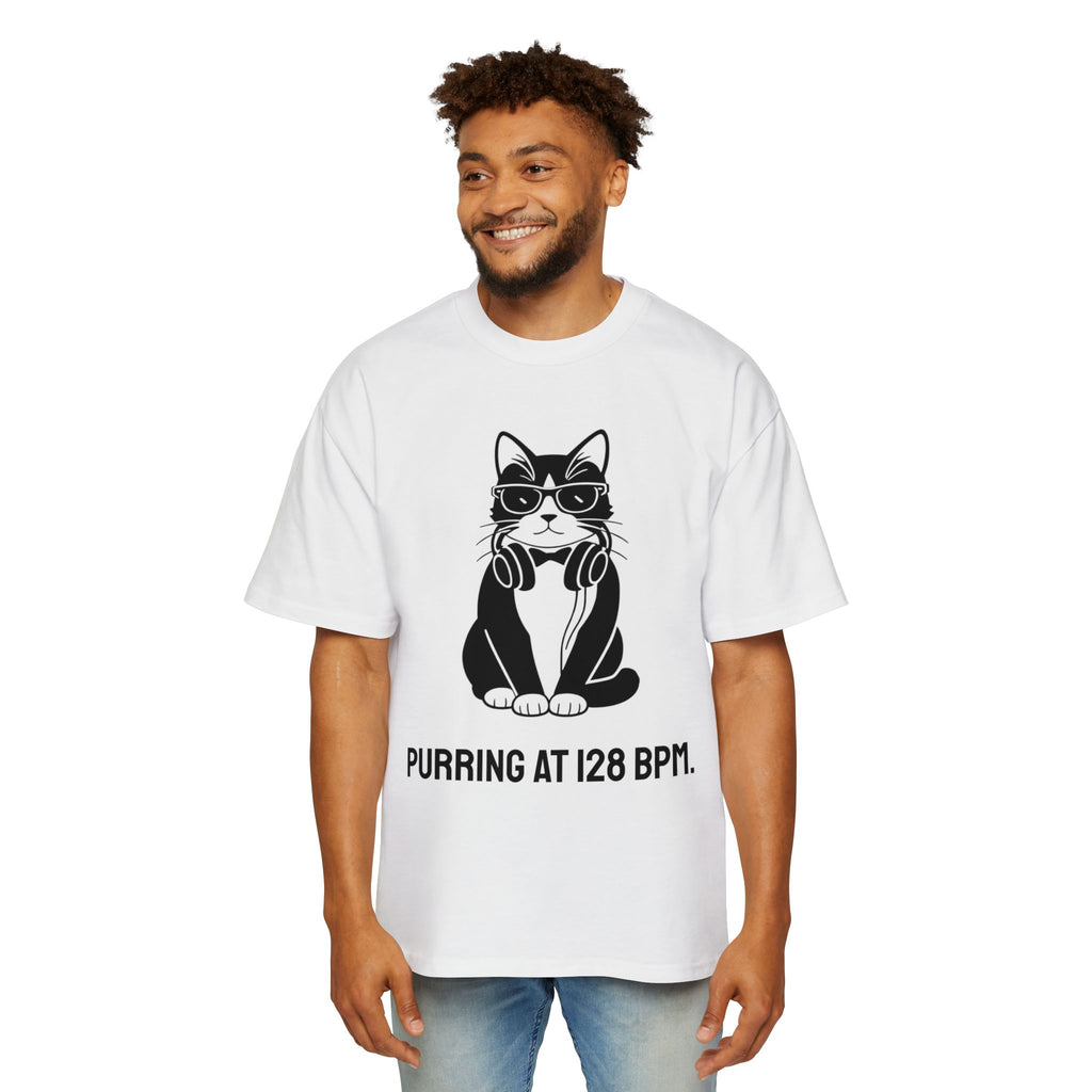 Cat DJ T-Shirt — "Purring at 128 BPM" Graphic Tee